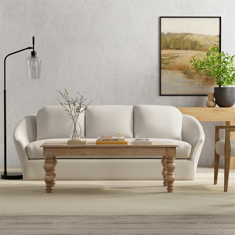 Pemberley Row Solid Mango Wood Natural Coffee Table Rectangular French-Country Design 18