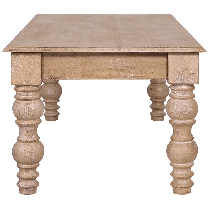 Pemberley Row Solid Mango Wood Natural Coffee Table Rectangular French-Country Design 18