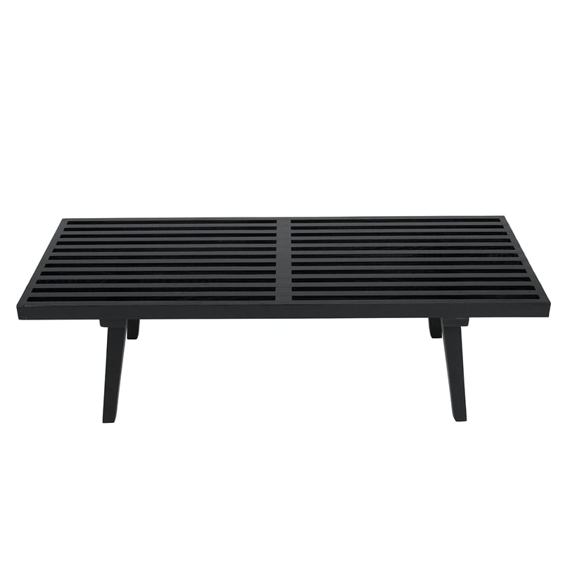 Pemberly Row Mid-Century Inwood Platform Bench in Black - 4 Feet
