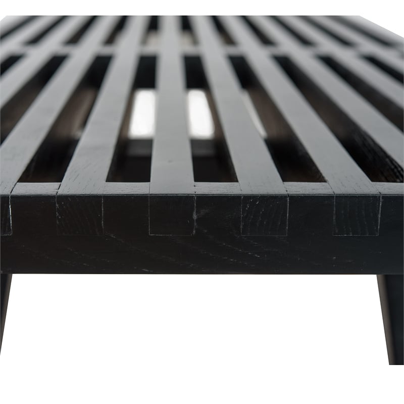 Pemberly Row Mid-Century Inwood Platform Bench in Black - 4 Feet