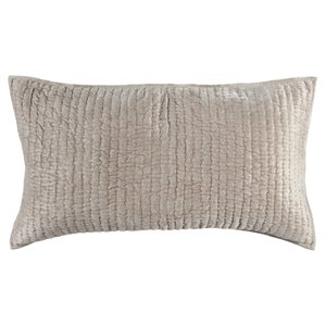 pemberly row 20x36&quot velvet and solid cotton king sham in pebble beige
