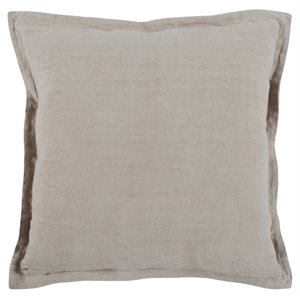 Pemberly Row 22x22&quot Square Linen Fabric Throw Pillow in Natural Beige