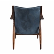 Pemberly Row Transitional Leather Club Chair in Dark Blue/Brown