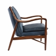 Pemberly Row Transitional Leather Club Chair in Dark Blue/Brown