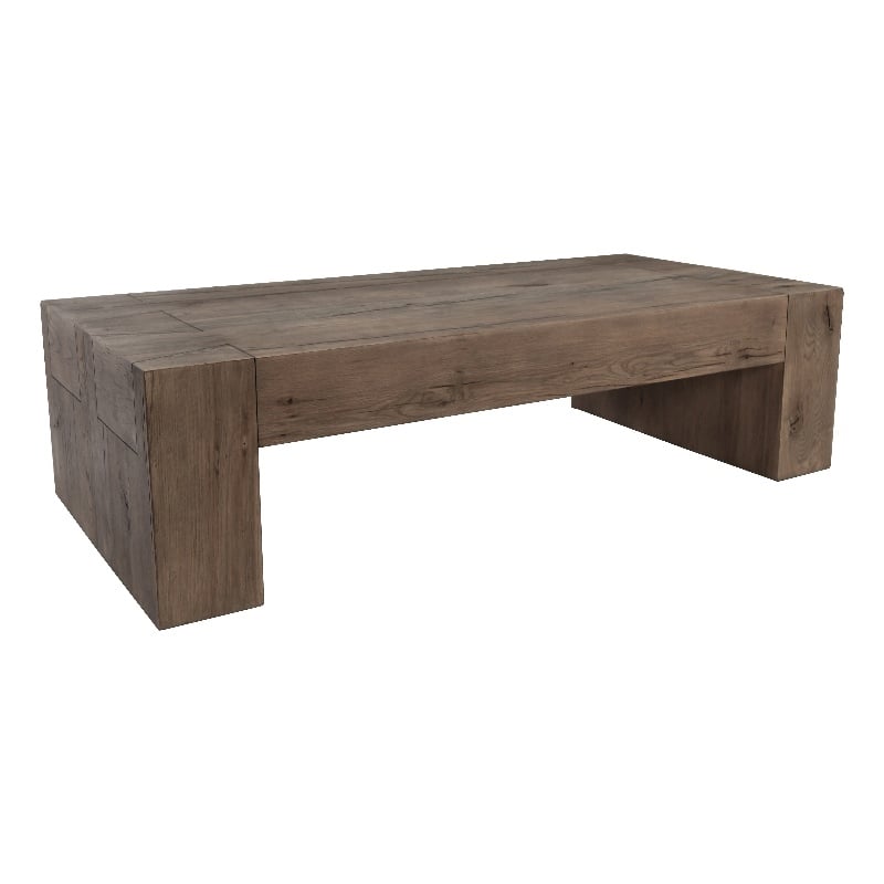 Pemberly Row Transitional Wood Coffee Table in Natural Brown