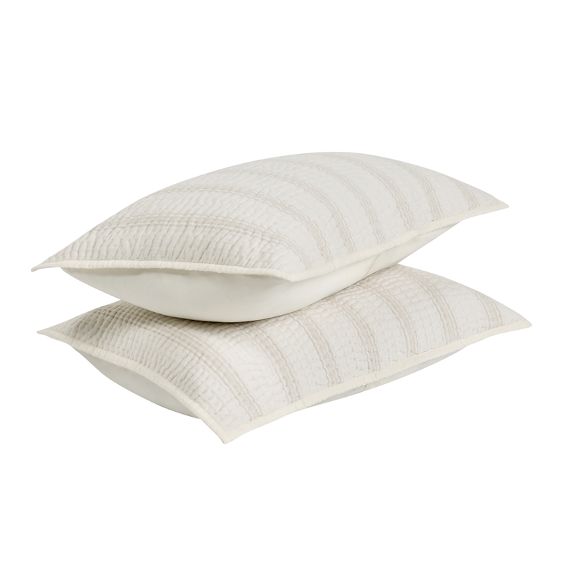Pemberly Row Modern Cotton Linen Eggshell Beige Standard Sham