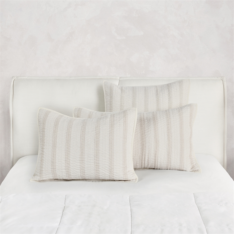 Pemberly Row Modern Cotton Linen Eggshell Beige Standard Sham