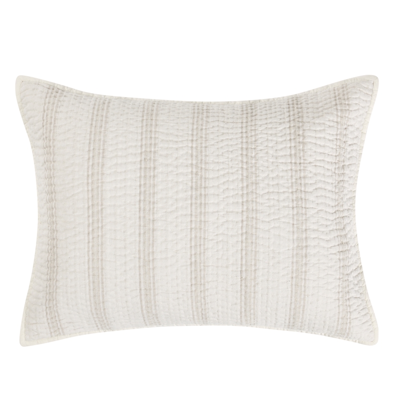 Pemberly Row Modern Cotton Linen Eggshell Beige Standard Sham