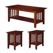 Pemberly Row Set of 3 Coffee Table & Chair Side Table in Walnut