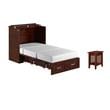Pemberly Row Set of 2 Twin Extra Long Murphy Bed Chest & Side Table in Walnut
