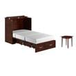 Pemberly Row Set of 2 Twin Extra Long Murphy Bed Chest & Side Table in Walnut