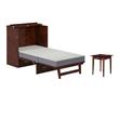 Pemberly Row Set of 2 Walnut Twin XL Murphy Bed Chest with Mattress & Side Table