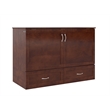 Pemberly Row Set of 2 Murphy Full Bed Chest with Mattress & Side Table in Walnut