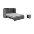Pemberly Row Set of 2 Queen Murphy Bed Chest with Mattress & End Table in Gray