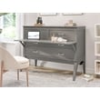 Pemberly Row Set of 2 Full Size Murphy Bed Desk with Mattress & End Table - Gray