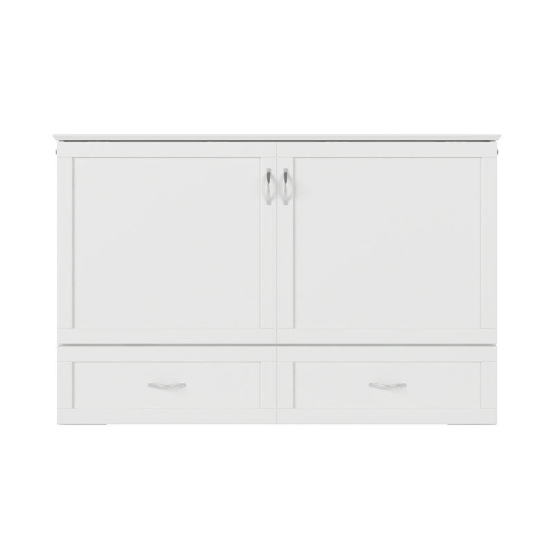 Pemberly Row Set of 2 Queen Murphy Bed Chest  & Side Table in White