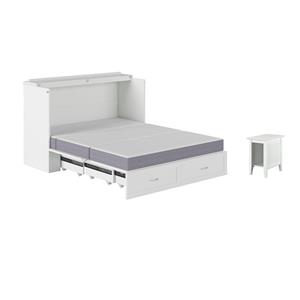 Pemberly Row Set of 2 Queen Murphy Bed Chest  & Side Table in White