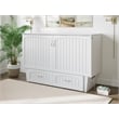 Pemberly Row Set of 2 Queen Murphy Bed Chest with Mattress & Side Table in White