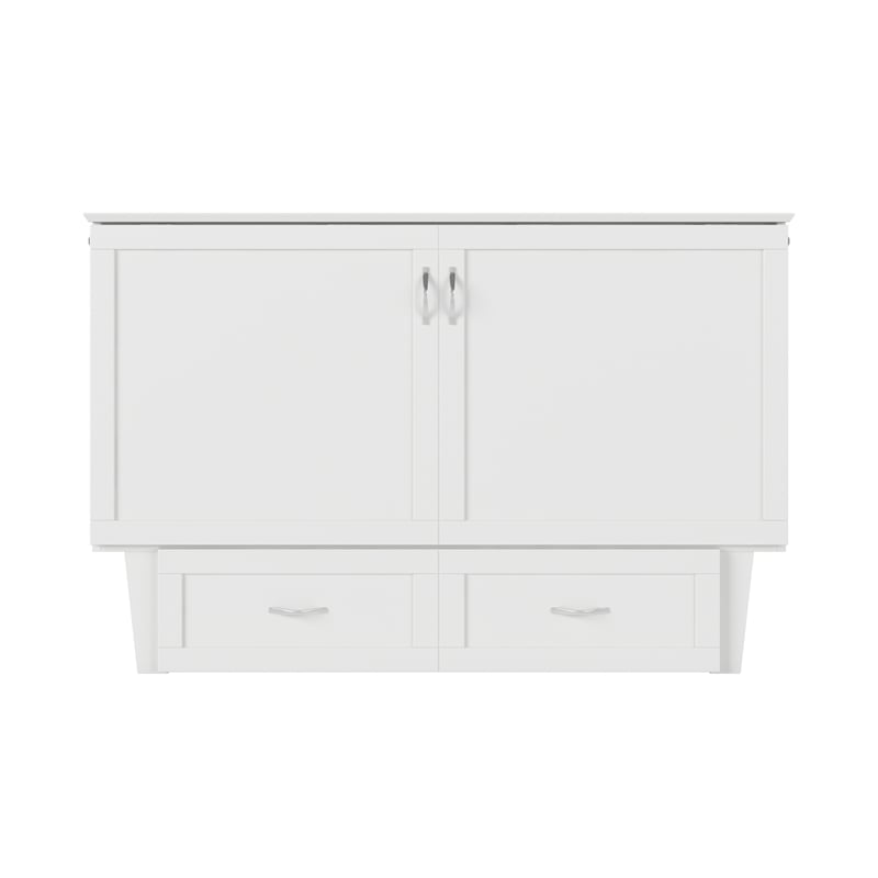 Pemberly Row Set of 2 Queen Murphy Bed Chest & Side Table in White