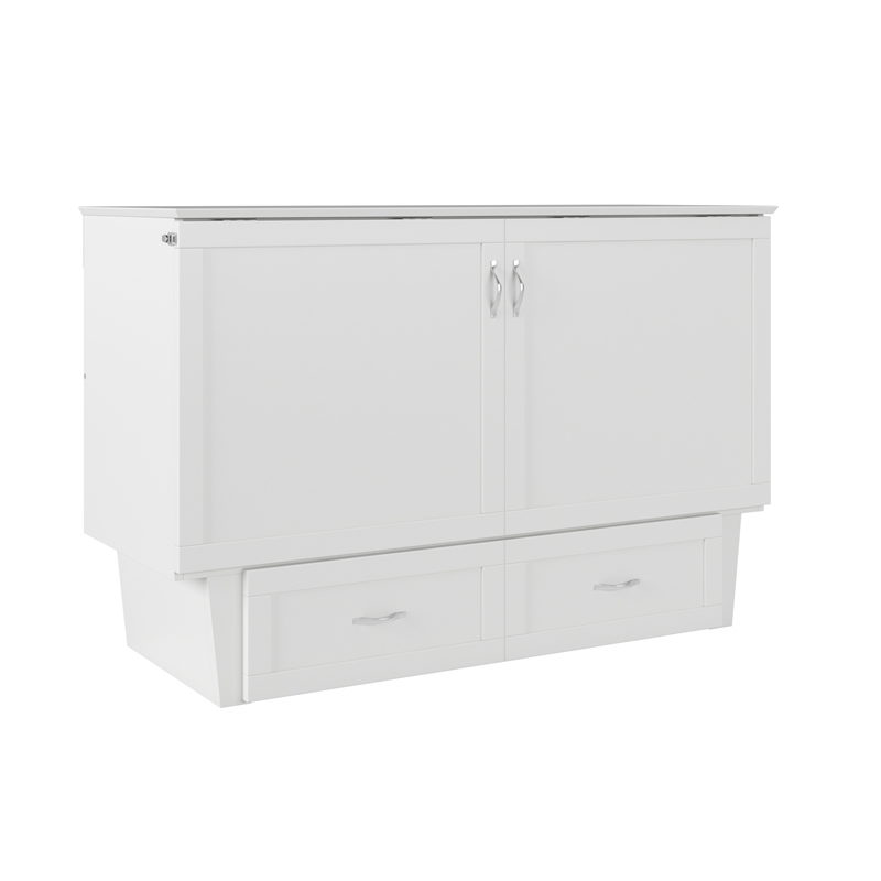 Pemberly Row Set of 2 Queen Murphy Bed Chest & Side Table in White
