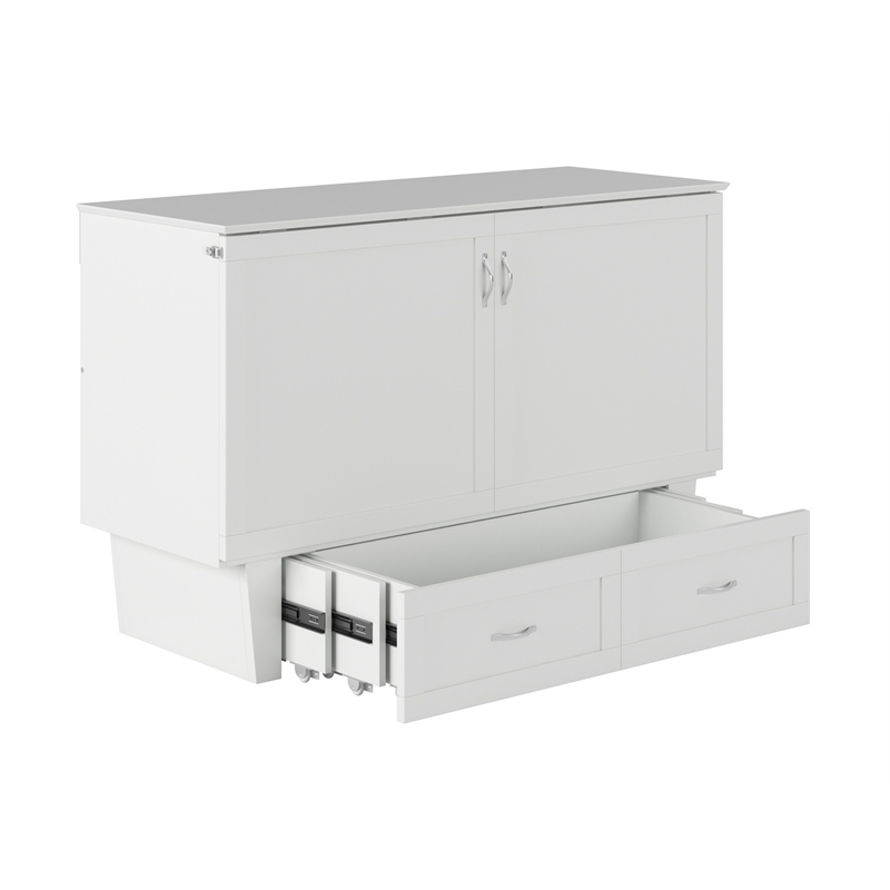 Pemberly Row Set of 2 Queen Murphy Bed Chest & Side Table in White