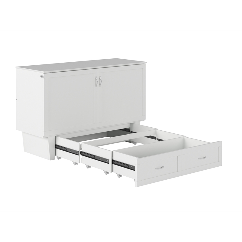 Pemberly Row Set of 2 Queen Murphy Bed Chest & Side Table in White