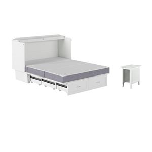 Pemberly Row Set of 2 Queen Murphy Bed Chest & Side Table in White