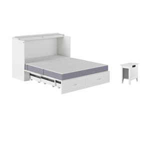 Pemberly Row Set of 2 Queen Murphy Bed Chest & Side Table in White