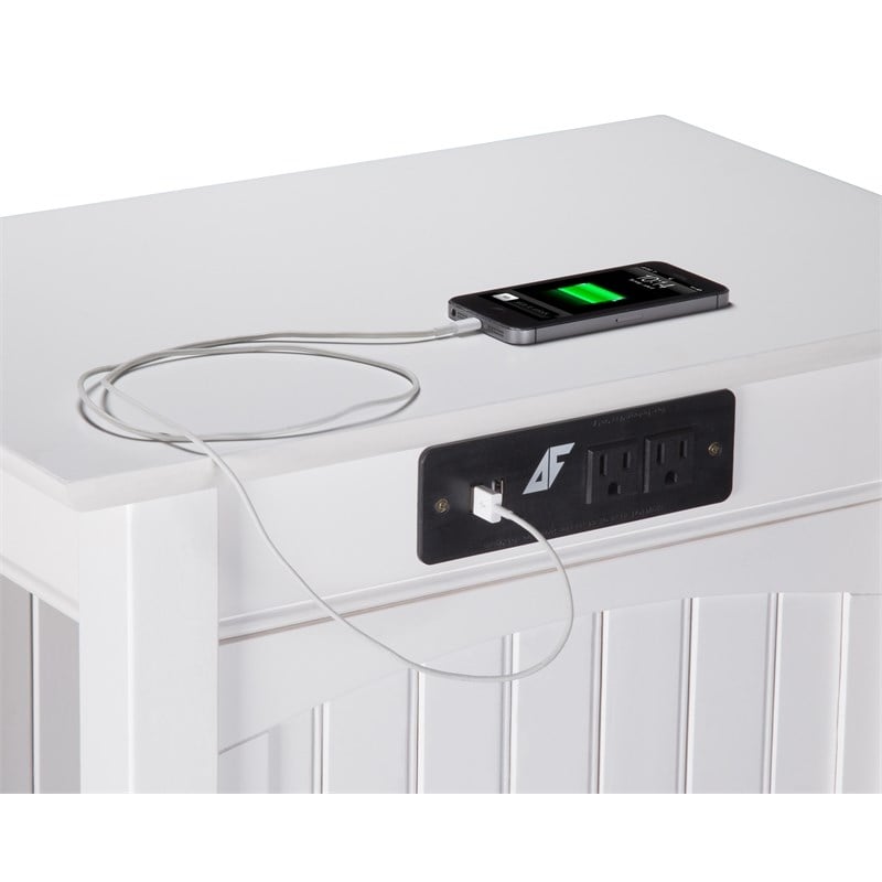 Pemberly Row Set of 2 Queen Murphy Bed Chest with Mattress & Side Table in White