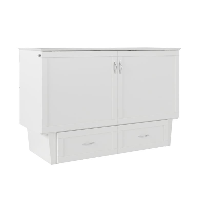 Pemberly Row Set of 2 Queen Murphy Bed Chest & Side Table in White