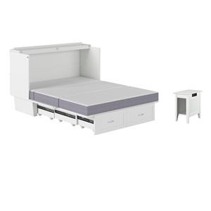 Pemberly Row Set of 2 Queen Murphy Bed Chest & Side Table in White