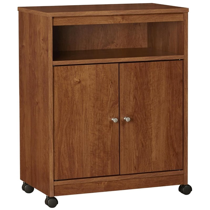 Pemberly Row Transitional Engineered Wood Microwave Cart in Bank Alder