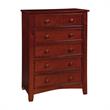 Pemberly Row Contemporary Solid Wood 5-Drawer Chest in Cherry