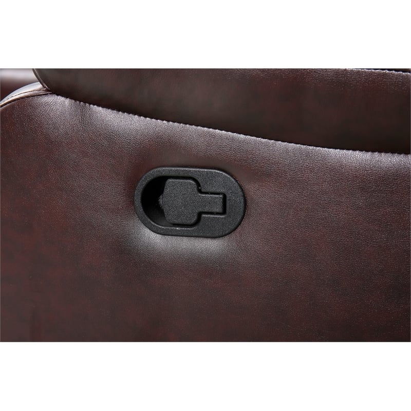 Pemberly Row Contemporary LED Faux Leather Reclining Sectional in Brown