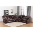 Pemberly Row Contemporary LED Faux Leather Reclining Sectional in Brown