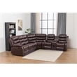 Pemberly Row Contemporary LED Faux Leather Reclining Sectional in Brown