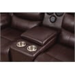Pemberly Row Contemporary LED Faux Leather Reclining Sectional in Brown