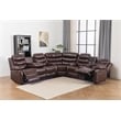 Pemberly Row Contemporary LED Faux Leather Reclining Sectional in Brown