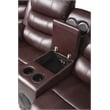 Pemberly Row Contemporary LED Faux Leather Reclining Sectional in Brown