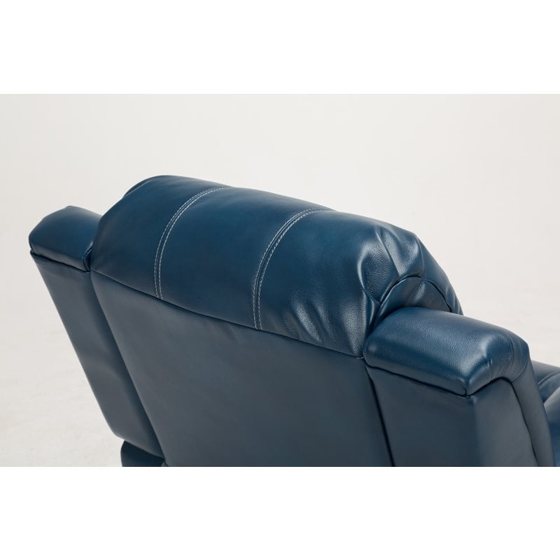 Pemberly Row Contemporary Navy Blue Faux Leather Glider Rocker Recliner