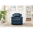 Pemberly Row Contemporary Navy Blue Faux Leather Glider Rocker Recliner