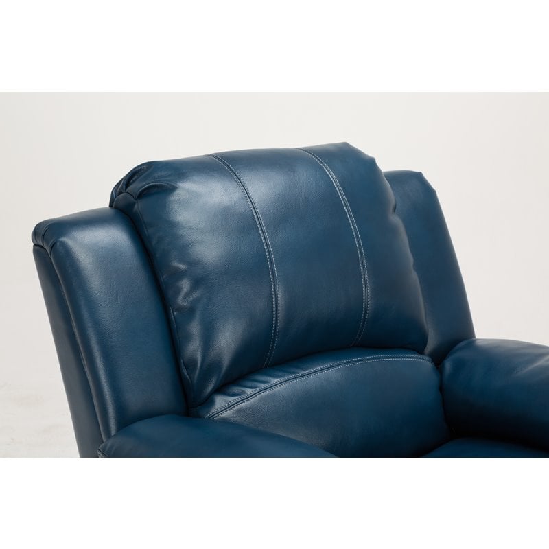 Pemberly Row Contemporary Navy Blue Faux Leather Glider Rocker Recliner