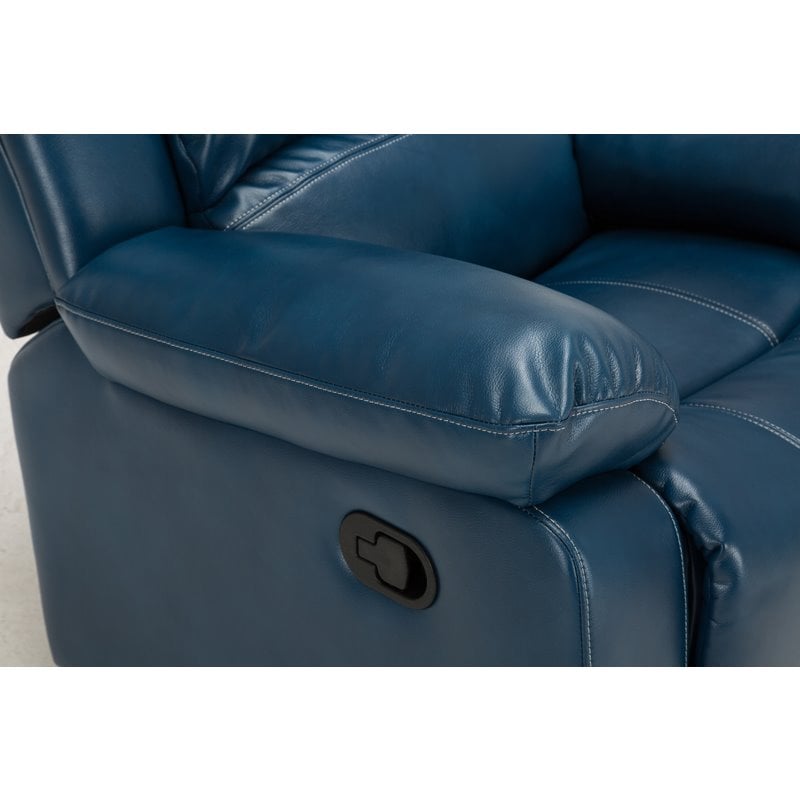 Pemberly Row Contemporary Navy Blue Faux Leather Glider Rocker Recliner