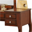 Pemberly Row Wood Vanity Set with Stool and Mirror in Cherry