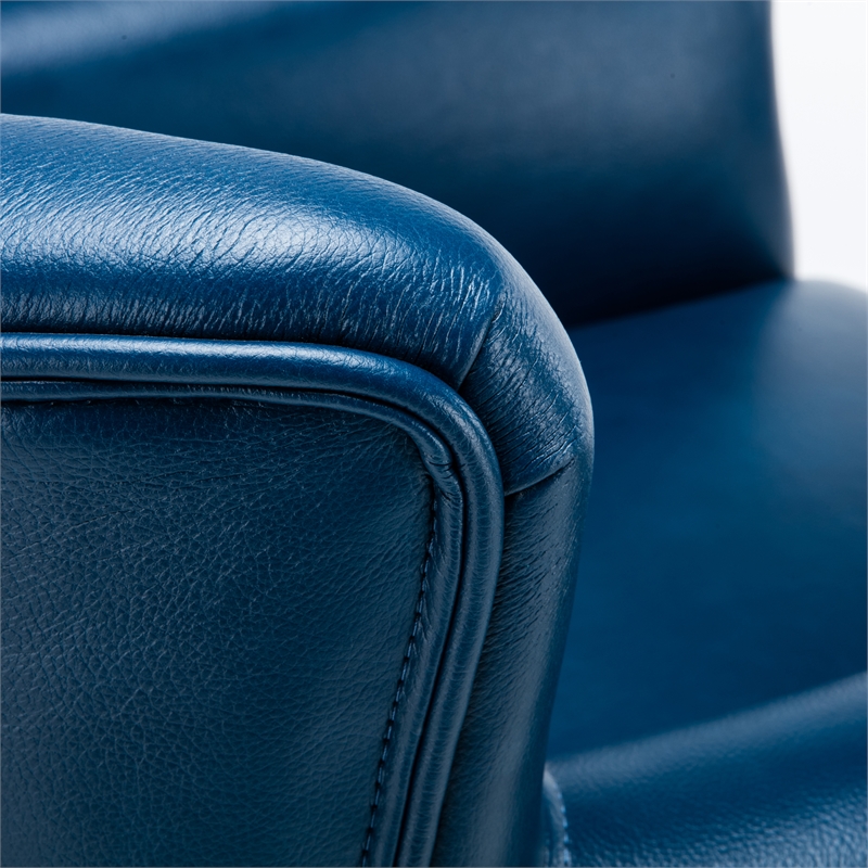 Pemberly Row Navy Blue Faux Leather Club Chair with Nail Head Trim