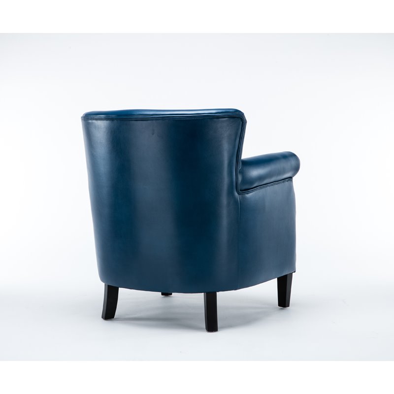 Pemberly Row Navy Blue Faux Leather Club Chair with Nail Head Trim