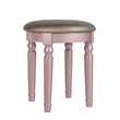 Pemberly Row Wood Vanity Set with Mirror and Stool in Pink Rose Gold Color