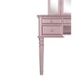 Pemberly Row Wood Vanity Set with Mirror and Stool in Pink Rose Gold Color