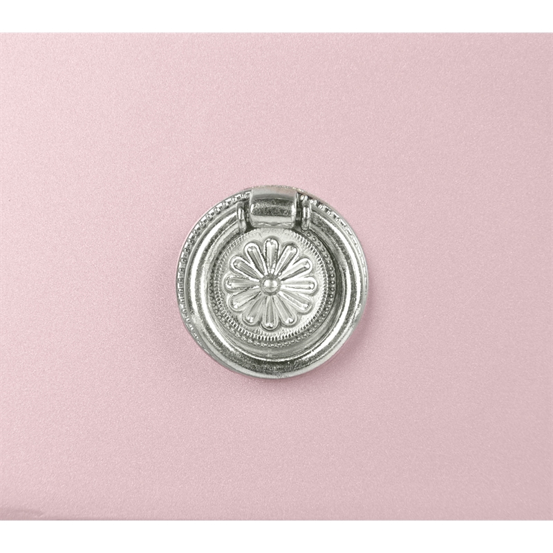 Pemberly Row Wood Vanity Set with Mirror and Stool in Pink Rose Gold Color