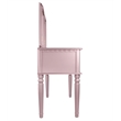 Pemberly Row Wood Vanity Set with Mirror and Stool in Pink Rose Gold Color